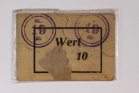 2010.191.5 front
Sachsenhausen-Oranienburg concentration camp scrip, wert 10, received by a Polish Jewish inmate

Click to enlarge