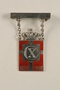 Kingmark silver and red enamel pin with chains on a pinbar commemorating the 70th birthday in 1940 of King Christian X of Denmark
