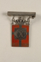 Kingmark silver and red enamel pin with chains on a pinbar commemorating the 70th birthday in 1940 of King Christian X of Denmark