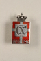 Kingmark silver and red enamel spring tension pin commemorating the 70th birthday in 1940 of King Christian X of Denmark