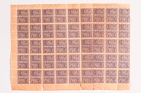 2010.441.92 front
Sheet of 90 postage stamps for use by a Dutch resistance member to forge identity cards

Click to enlarge