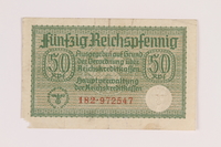 2010.443.9 front
Occupation credit treasury note, 50 Reichspfennig, issued by Nazi Germany

Click to enlarge