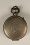 Sterling silver communion host pyx with the engraved monogram IHS used by a US Army chaplain