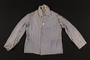 Concentration camp striped uniform jacket and pants worn by Romanian Jewish female inmate