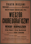 Text only red poster for a dance and concert performance by members of the St. Ottilien displaced persons orchestra