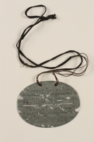 2011.259.3 front
World War I German issue dog tag worn by a Jewish soldier

Click to enlarge