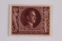2005.375.12 front
Postage stamp, 24 Reichsmarks +76 schillings, issued for the birthday of Adolf Hitler

Click to enlarge