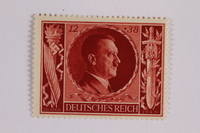 2005.375.14 front
Postage stamp, 12 Reichsmarks +38 schillings, issued for the birthday of Adolf Hitler

Click to enlarge