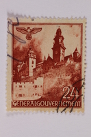 2005.375.23 front
Postage stamp, 24 zloty, featuring Wawel Castle, Krakow, issued in German occupied Poland

Click to enlarge