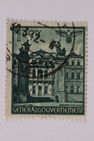 2005.375.27 front
Postage stamp, 1 zloty, featuring Bruhlsche Palace, Warsaw, issued in German occupied Poland

Click to enlarge
