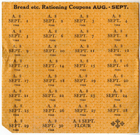 Bread ration coupons for August - September 1944; Shanghai, China.
Eckstein and Haneman family papers

Click to enlarge