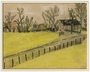 Drawing of a yellow field done in hiding by a Dutch Jewish man