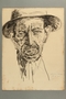Portrait of an old man wearing a hat created by a Hungarian Jewish musician in Drancy internment camp