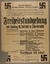 Text only broadside for a Nazi Party political rally, concert, and march