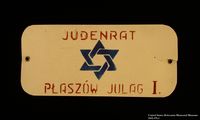 Armband stenciled Judenrat worn in the Plaszow labor camp

Click to enlarge
