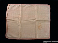 2004.219.2 front
Monogrammed pink silk pillow sham recovered by a Hungarian Jewish refugee postwar

Click to enlarge