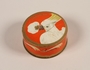 Ideal face powder box with a cockatoo design marked Rachel