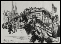1993.126.1 front
Pen and ink drawing by David Friedmann of Jews hauling waste in the Ghetto given postwar to a fellow former resident

Click to enlarge