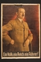 Color poster with a portrait of Hitler and the Nazi slogan: Ein Volk, ein Reich, ein Fuhrer!