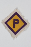 2005.83.12.2 front
Forced labor badge, yellow with a purple P, to identify a Polish forced laborer

Click to enlarge
