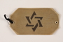 Plastic covered paper armband with a cut out Star of David worn in the Boryslaw ghetto