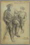 Drawing by Alexander Bogen of a man and boy in uniform seated together