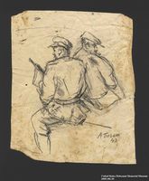 2005.181.20 front
Drawing by Alexander Bogen of two partisans, one smoking a pipe

Click to enlarge