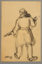 Drawing by Alexander Bogen of a partisan cradling a rifle in both arms
