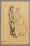 Drawing by Alexander Bogen of three partisans standing together in conversation