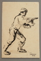 Drawing by Alexander Bogen of a partisan advancing with a rifle
