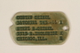 Metal identification tag used by Jewish refugees from Nazi Germany to the US