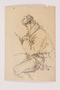 Drawing by Alexander Bogen of a partisan sitting with a rifle across his lap