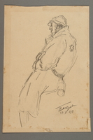 2005.181.59 front
Drawing by Alexander Bogen of a man wearing a six-pointed star on the back of his coat

Click to enlarge