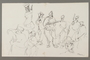 Drawing by Alexander Bogen of nine partisans in a group