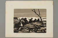 2005.181.72 front
Woodcut by Alexander Bogen of five armed partisans walking in single file through rough terrain

Click to enlarge