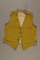 2006.19.41 front
Yellow cloth vest with 5 brass buttons owned by a German Jewish businessman in Shanghai

Click to enlarge