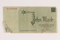 2007.45.94 front
Łódź (Litzmannstadt) ghetto scrip, 10 mark note

Click to enlarge