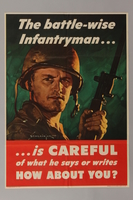 1988.42.6 front
US careless talk poster of a soldier warning people to guard their words

Click to enlarge