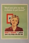 US travel restriction poster with a woman in front of a service flag