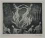 Plate 5, Herbert Sandberg, Der Weg: people watching spirits dancing within a campfire