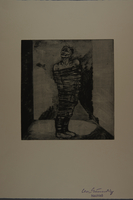 1987.92.4 front
Drypoint etching by Lea Grundig of a man wrapped in rope up to his neck

Click to enlarge