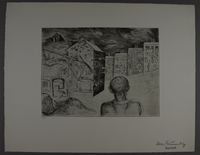 1987.92.14 front
Drypoint etching by Lea Grundig of an isolated figure staring at a building

Click to enlarge