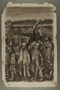 Leo Haas drawing of concentration camp inmates witnessing a hanging