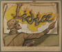 Leo Haas cartoon of a skeletal Nazi setting the word Lidice on fire
