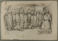 2002.490.8 front
Leo Haas drawing of concentration camp inmates lined up for roll call

Click to enlarge
