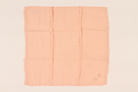 2003.454.4 front
Pale orange handkerchief with a pink monogram carried by a Kindertransport refugee

Click to enlarge
