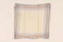 White handkerchief with blue, brown, and white stripes carried by a Kindertransport refugee