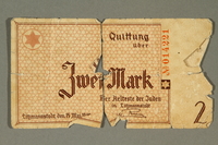 2003.460.3a-b front
Łódź ghetto scrip, 2 mark note, acquired by Polish Jewish survivor

Click to enlarge