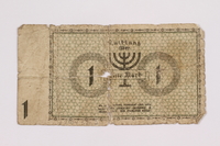 2004.521.2 front
Łódź (Litzmannstadt) ghetto scrip, 1 mark note, acquired by an inmate

Click to enlarge