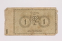 Łódź (Litzmannstadt) ghetto scrip, 1 mark note, given to a US soldier by a refugee